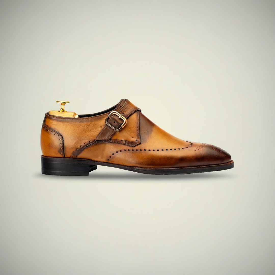 The Riordan | Camel Wingip Monk Strap