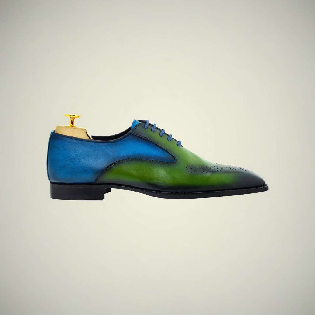 Men’s Brown Patina Leather Wingtip Brogue Oxford Shoes