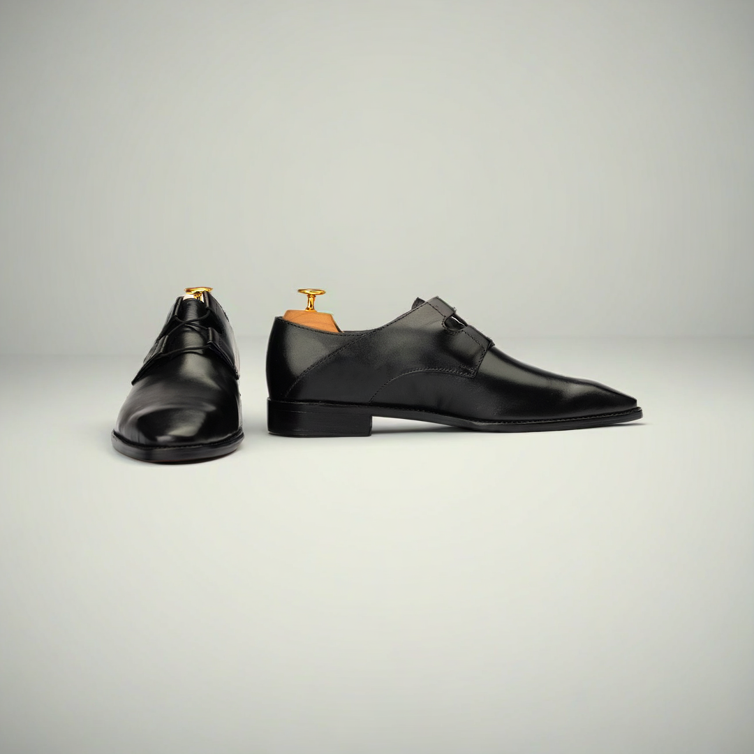 Men’s Brown Leather Plain Toe Lace-Up Dress Shoes