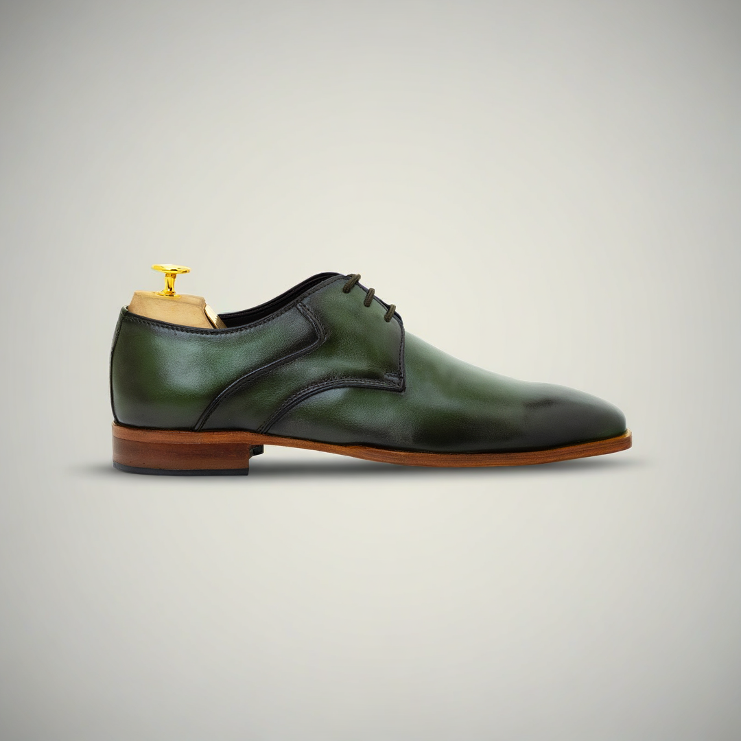 Men’s Green Double-Dye Patina Leather Oxford Shoes