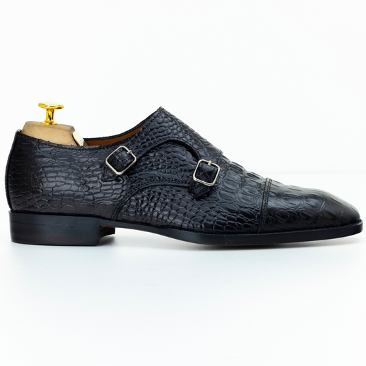 The Yvan | Black Crocodile Embossed