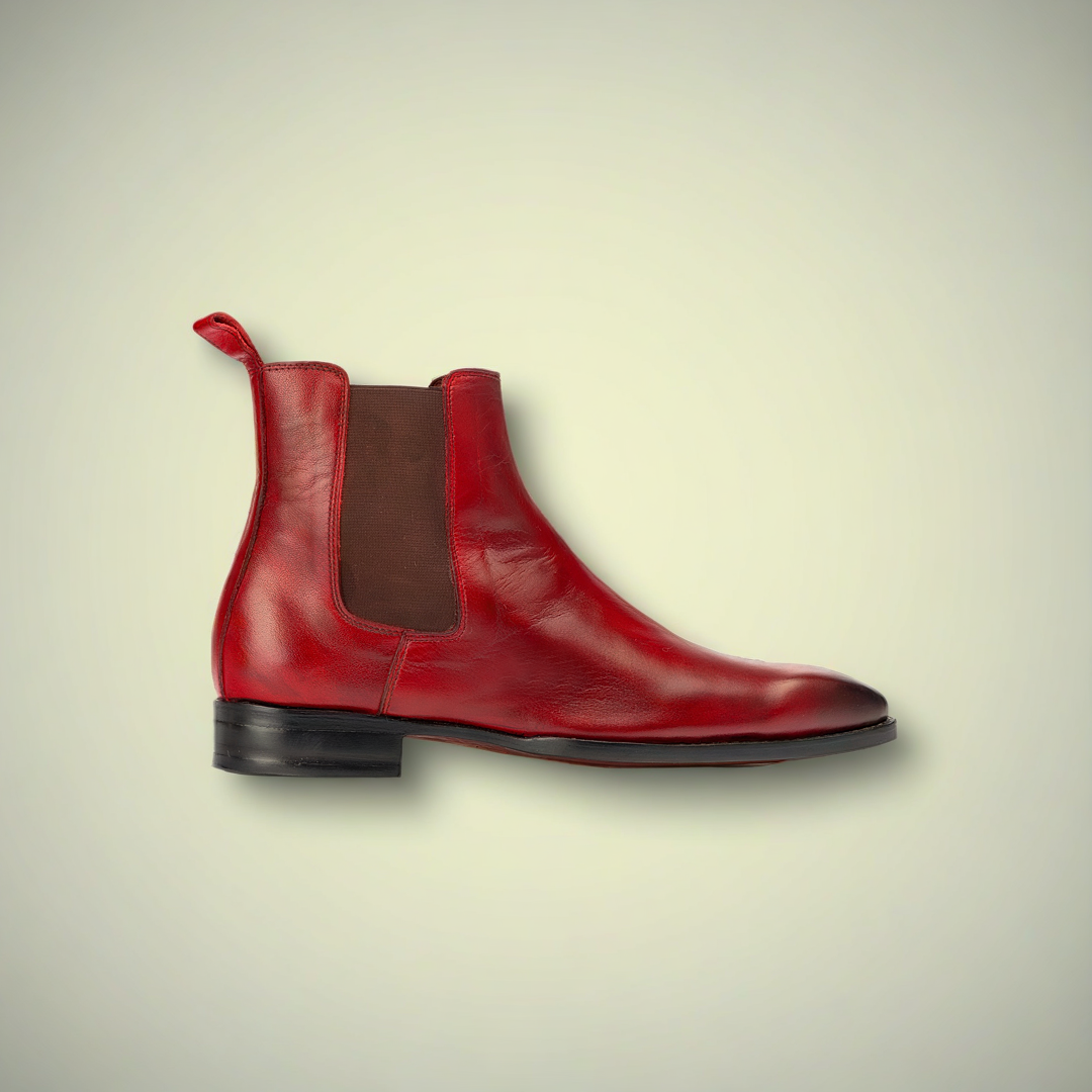 Men’s Sleek Burgundy Leather Chelsea Boots