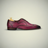 Men’s Hand-Painted Patina Leather Wingtip Oxford Shoes