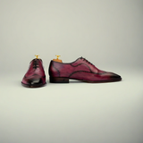 Men’s Hand-Painted Patina Leather Wingtip Oxford Shoes