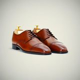 Men’s Brown Leather Cap Toe Derby Dress Shoes