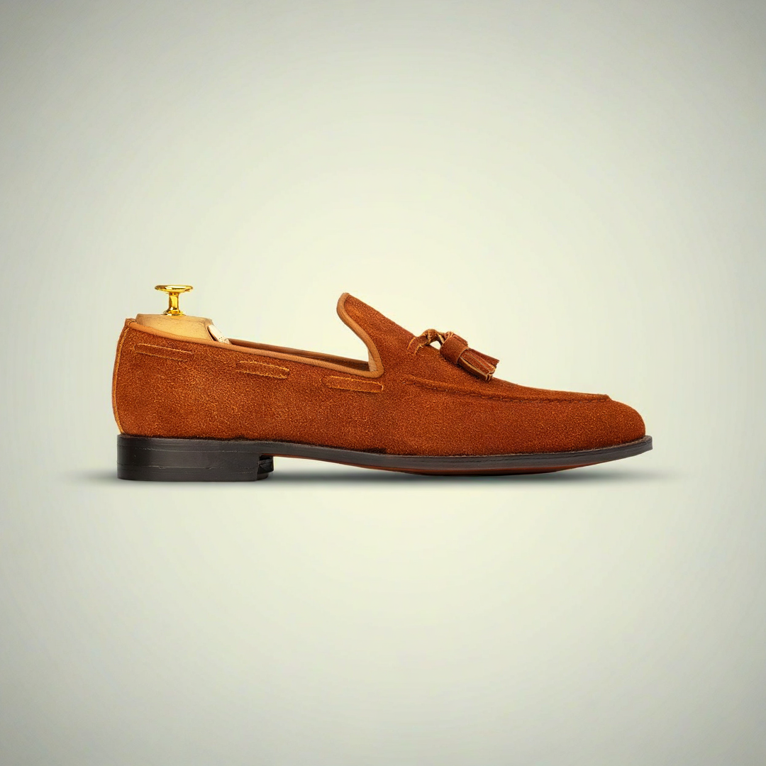 Men’s Brown Suede Tassel Loafer Dress Shoes